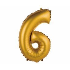 Воздушный шар с цифрой 6, золотой матовый, 35 см цена и информация | Шарики | pigu.lt