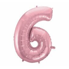 Folijinis balionas Nr. 6, šviesiai rožinis, 92 cm kaina ir informacija | Balionai | pigu.lt