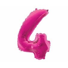 Folijinis balionas numeris 4, rožinis, 35 cm kaina ir informacija | Balionai | pigu.lt