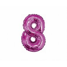 Folijinis balionas numeris 8, rožinis, 35 cm kaina ir informacija | Balionai | pigu.lt