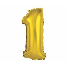 Folijos balionas numeris 1, auksinis, 35 cm kaina ir informacija | Balionai | pigu.lt