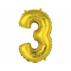 Воздушный шарик с цифрой 3, золотой, 35 см цена и информация | Шарики | pigu.lt