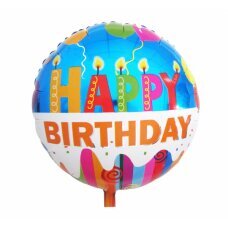 Folijinis balionas Happy Birthday (žvakės), 34 cm kaina ir informacija | Balionai | pigu.lt