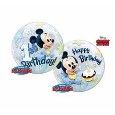 Burbulinis helio balionas 1st Birthday Mickey Mouse, 56 cm, mėlynas kaina ir informacija | Balionai | pigu.lt