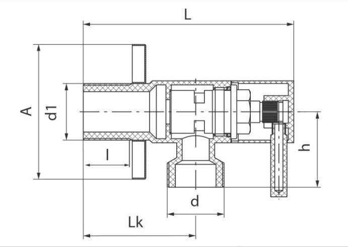 Kampinis maišytuvo vožtuvas / ventilis 1/2" - 3/8" su keramine galvute, auksinis kaina ir informacija | Santechnikos jungtys, ventiliai | pigu.lt