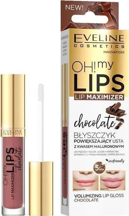 Lūpų blizgis Eveline Oh! My Lips Lip Maximizer Chocolate, 4.5ml цена и информация | Lūpų dažai, blizgiai, balzamai, vazelinai | pigu.lt