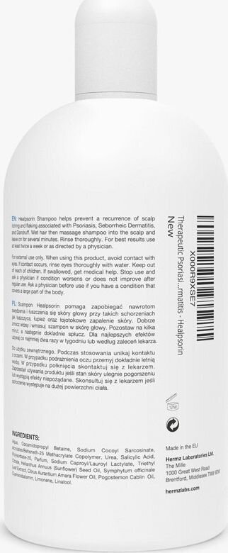 Plaukų šampūnas probleminei galvos odai Healpsorin Psoriasis Shampoo Salicylic Acid 2%, 500ml цена и информация | Šampūnai | pigu.lt