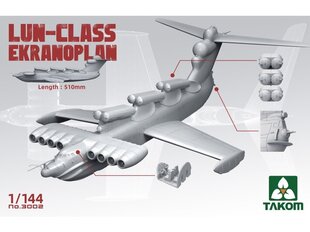 Сборная пластиковая модель Takom - Lun-Class Ekranoplan, 1/144, 3002 цена и информация | Конструкторы и кубики | pigu.lt