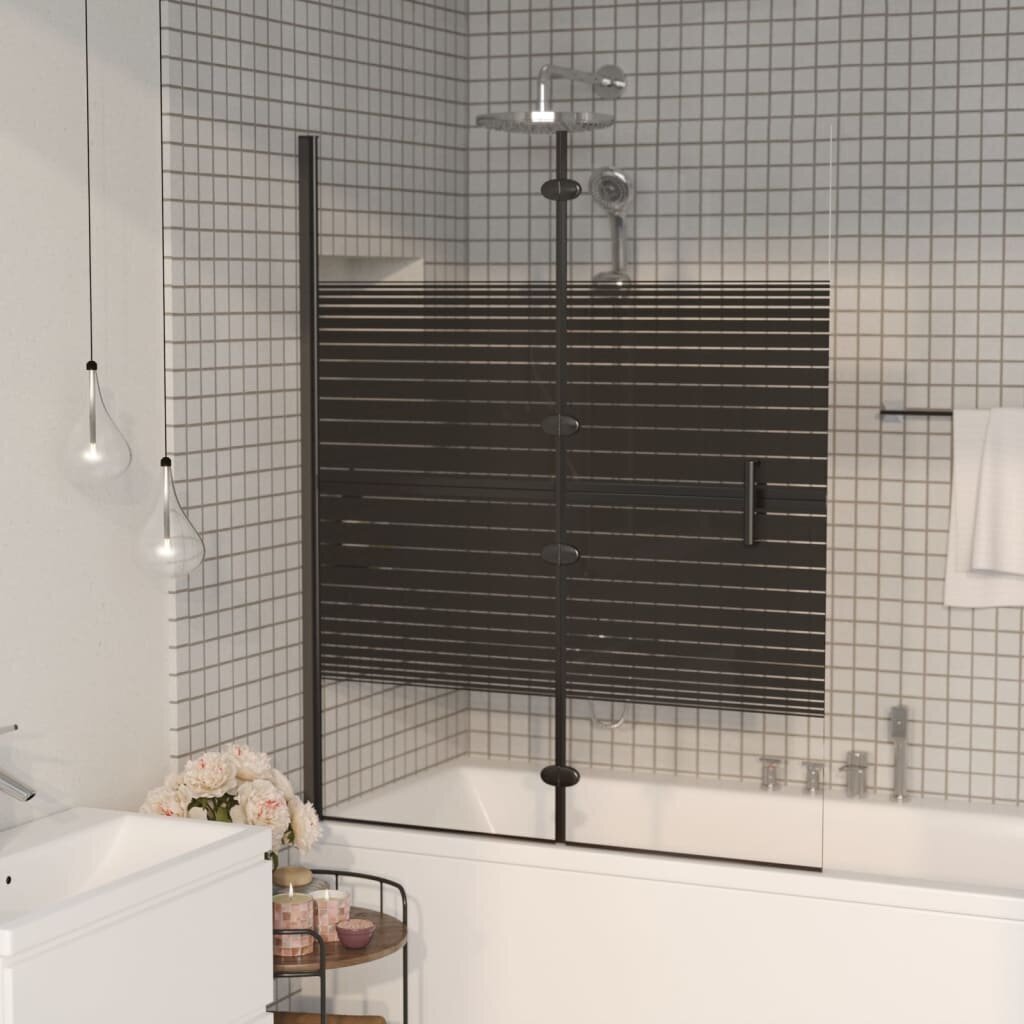 Sulankstoma dušo pertvara, 100x140cm, juoda цена и информация | Dušo durys ir sienelės | pigu.lt