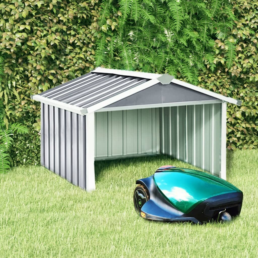 vidaXL Sodo roboto vejapjovės garažas, pilkas, 92x97x63cm, plienas kaina ir informacija | Skėčiai, markizės, stovai | pigu.lt