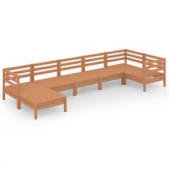vidaXL Sodo poilsio baldų komplektas, 7 dalių, medaus rudas, pušis kaina ir informacija | Lauko baldų komplektai | pigu.lt
