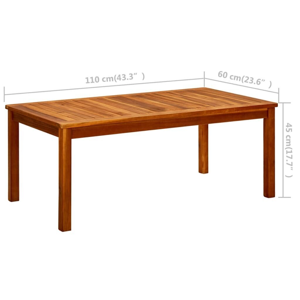 Sodo kavos staliukas, 110x60x45cm, akacijos medienos masyvas, ruda kaina ir informacija | Lauko stalai, staliukai | pigu.lt