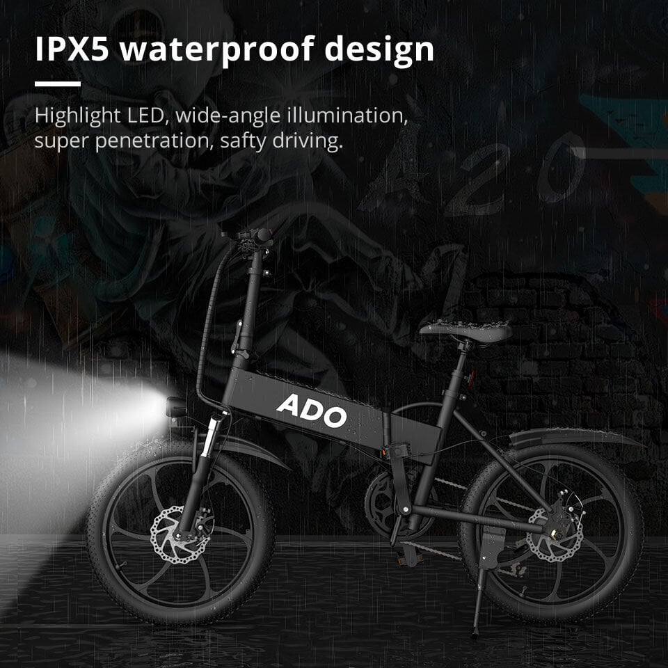 Elektrinis dviratis ADO A20 20", juodas kaina ir informacija | Elektriniai dviračiai | pigu.lt