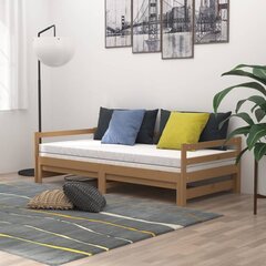 Ištraukiama lova, vidaXL, medaus ruda, 2x90x200 cm, pušies masyvas, ruda kaina ir informacija | Lovos | pigu.lt