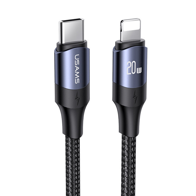 USAMS U71 USB-C į Lightning PD 2m, Juodas kaina ir informacija | Laidai telefonams | pigu.lt