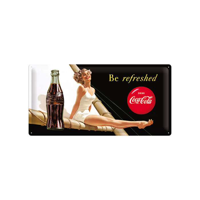 Nostalgic Art metalinė plokštelė Coca-Cola Be Refresh, 25x50cm kaina ir informacija | Interjero detalės | pigu.lt