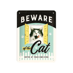 Nostalgic Art metalinė lentelė Beware of the Cat, 15x20 cm kaina ir informacija | Interjero detalės | pigu.lt