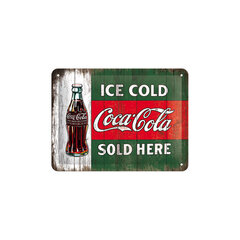 Nostalgic Art metalinė lentelė Coca-Cola Ice cold sold here, 15x20 cm kaina ir informacija | Interjero detalės | pigu.lt