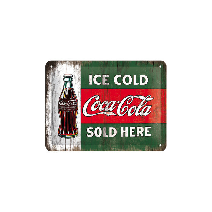 Nostalgic Art metalinė lentelė Coca-Cola Ice cold sold here, 15x20 cm цена и информация | Interjero detalės | pigu.lt