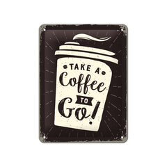 Nostalgic Art metalinė plokštelė Take a Coffee To Go, 15x20 cm kaina ir informacija | Interjero detalės | pigu.lt