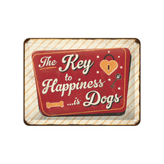 Nostalgic Art металлическая пластина The Key to Happiness...is Dogs, 15x20 см цена и информация | Детали интерьера | pigu.lt