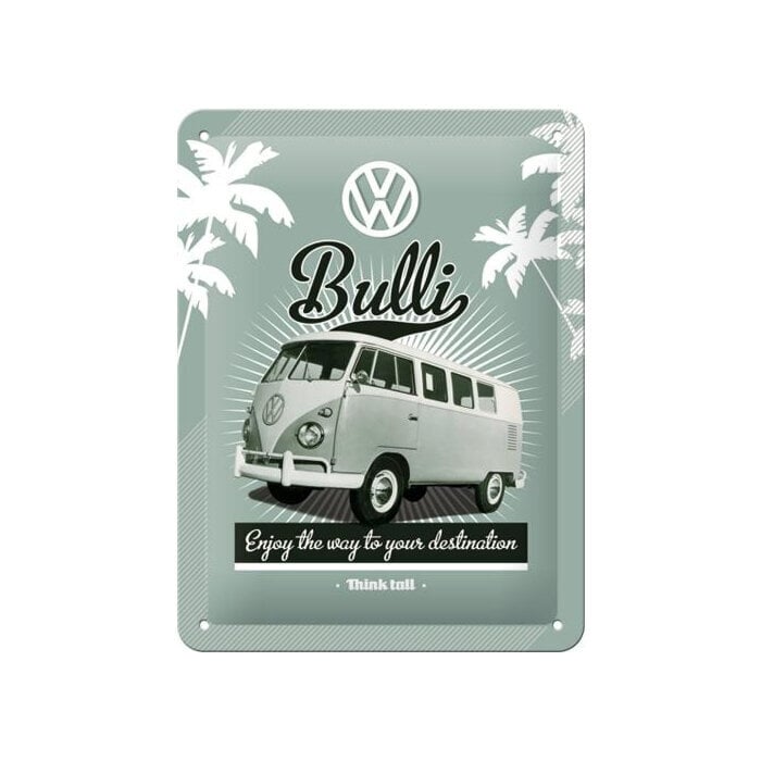Metalinė plokštelė 15 х 20 cm / VW Bulli, Enjoy the way to your destination kaina ir informacija | Sodo dekoracijos | pigu.lt