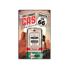 Metalinė plokštelė 40 x 60 cm, Route 66 Last chance gas station kaina ir informacija | Sodo dekoracijos | pigu.lt