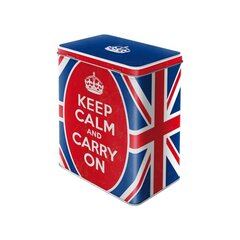 Dėžutė metalinė Keep calm and carry on kaina ir informacija | Konservavimo indai ir  priedai | pigu.lt