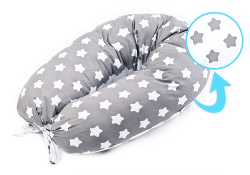 Maitinimo pagalvė Sensillo Maternity Croll Xl Grey Stars, 180 cm kaina ir informacija | Maitinimo pagalvės | pigu.lt