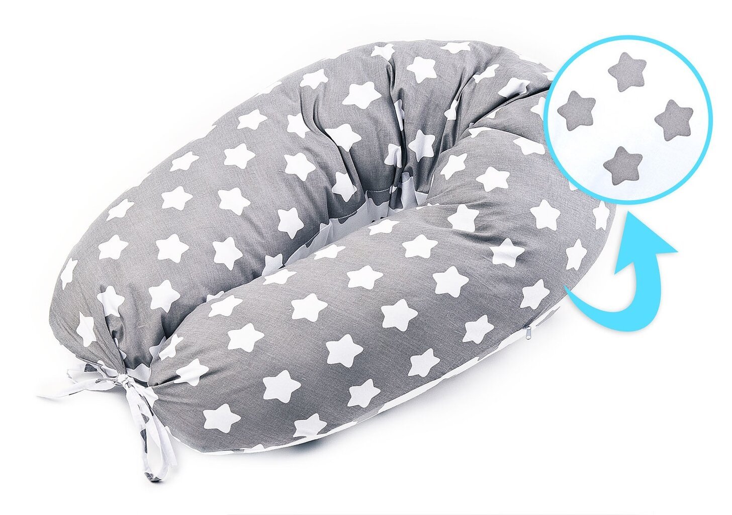 Maitinimo pagalvė Sensillo Maternity Croll Xl Grey Stars, 180 cm цена и информация | Maitinimo pagalvės | pigu.lt