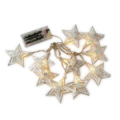 LED girlianda Sidabro žvaigždės, 1,6 m цена и информация | Гирлянды | pigu.lt