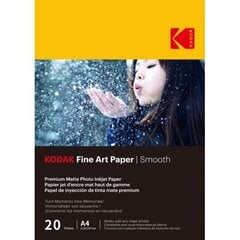 Матовая фотобумага Kodak Fine Art Paper 9891092, A4, 230г/м², 20 листов цена и информация | Тетради и бумажные товары | pigu.lt