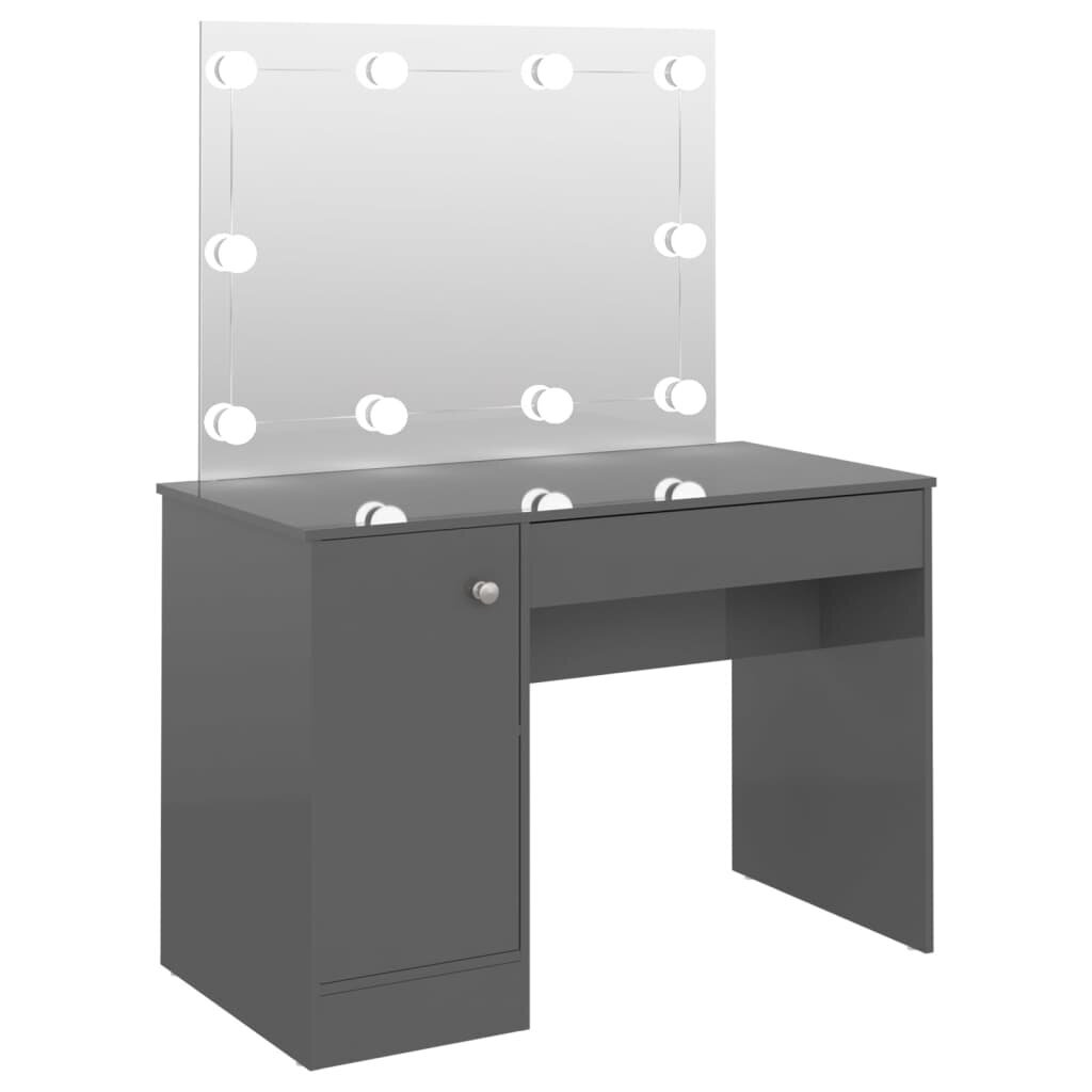 Kosmetinis staliukas su LED, 110x55x145 cm, pilkas kaina | pigu.lt