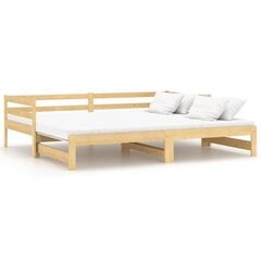 Ištraukiama lova, vidaXL, 2x90x200 cm, pušies medienos masyvas, ruda kaina ir informacija | Lovos | pigu.lt