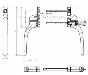 Balkono rankenėlių komplektas su užraktu Fab&Fix, 17 mm цена и информация | Durų rankenos | pigu.lt