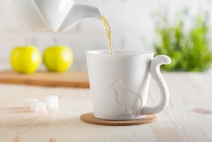 Puodelis su uodega - Kačiukas, baltas kaina ir informacija | Originalūs puodeliai | pigu.lt