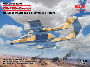 Klijuojamas Modelis ICM 48301 Light attack and observation aircraft OV-10D+ Bronco 1/48 kaina ir informacija | Klijuojami modeliai | pigu.lt