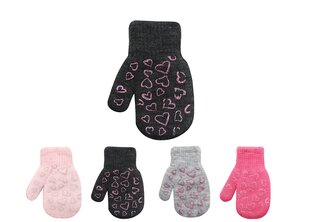 Кулачковые перчатки со шнуром для детей Rak R-124DB Сердечки, темно-серые цена и информация | Зимняя одежда для детей | pigu.lt