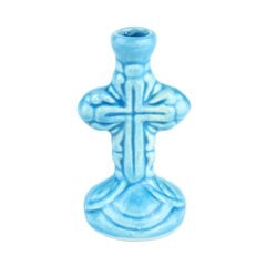 Keramikinė žvakidė Mažasis kryžius, mėlyna kaina ir informacija | Bažnytiniai reikmenys | pigu.lt