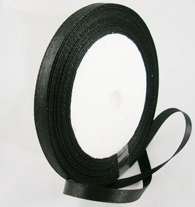 Satino juostelė juoda 12mm ~22m kaina ir informacija | Dovanų pakavimo priemonės | pigu.lt