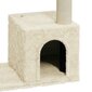 vidaXL Draskyklė katėms su stovais iš sizalio, kreminės spalvos, 70cm kaina ir informacija | Draskyklės | pigu.lt