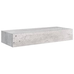 Sieninė lentyna su stalčiumi,betono pilka, 60x23,5x10cm, MDF Pilka цена и информация | Полки | pigu.lt