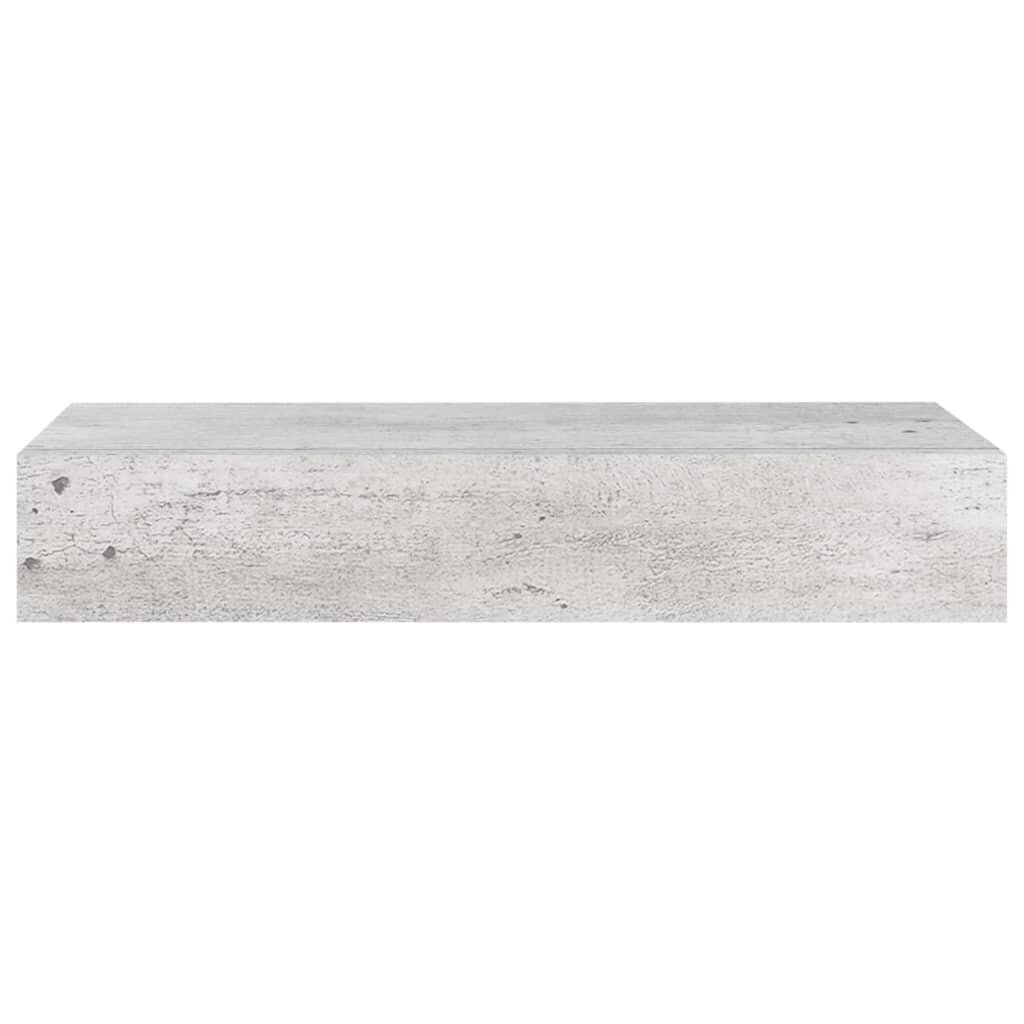 Sieninė lentyna su stalčiumi,betono pilka, 60x23,5x10cm, MDF Pilka kaina ir informacija | Lentynos | pigu.lt