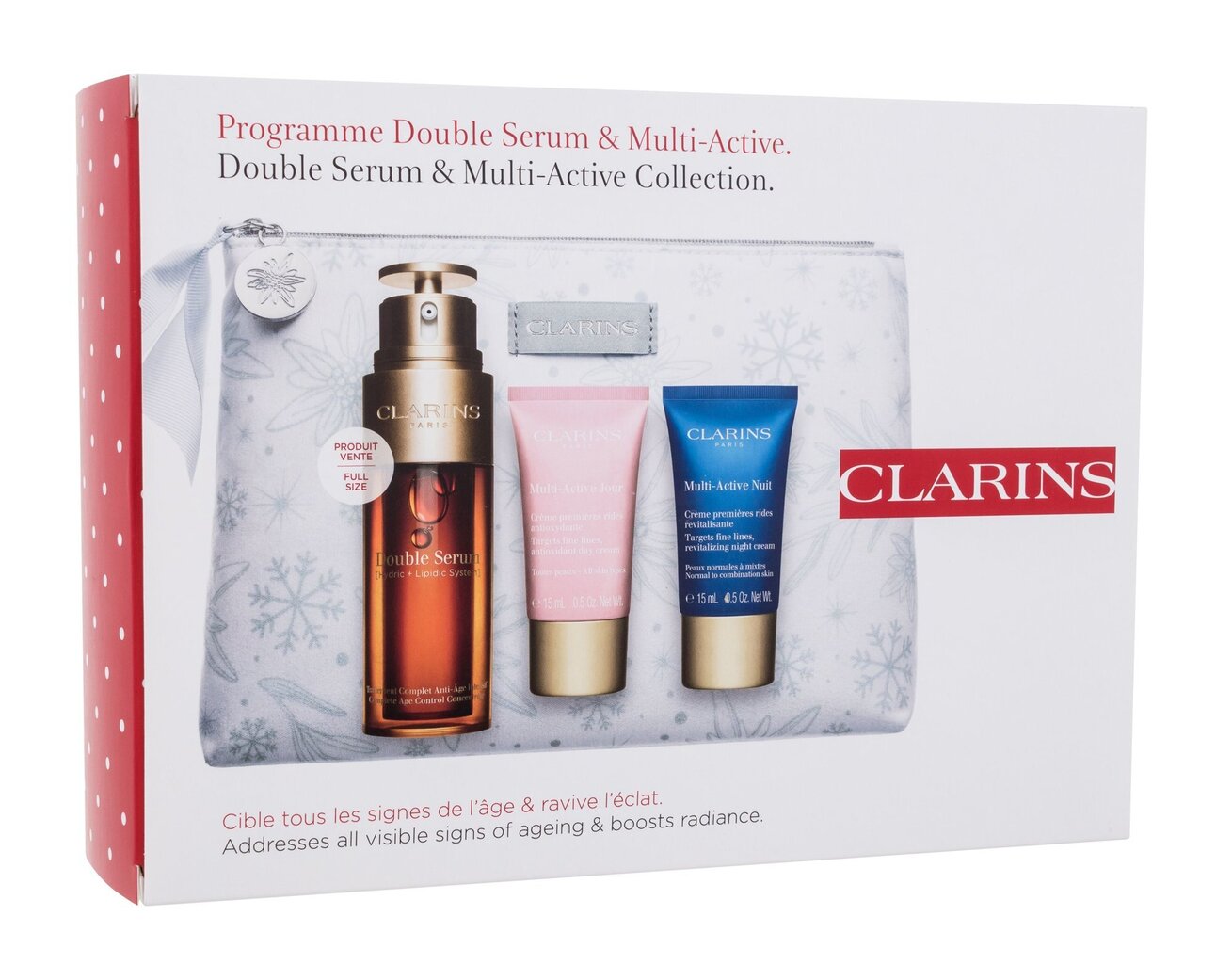 Veido odos priežiūros priemonių rinkinys Clarins Programme Double & Multi Active kaina ir informacija | Veido aliejai, serumai | pigu.lt