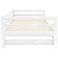 Ištraukiama lova, vidaXL,, balta, 2x90x200 cm, pušies medienos masyvas, balta kaina ir informacija | Lovos | pigu.lt