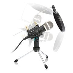 Varr žaidimų mikrofonas su filtru ir adapteriu ant stovo tripodo, juodas kaina ir informacija | Omega Kompiuterinė technika | pigu.lt