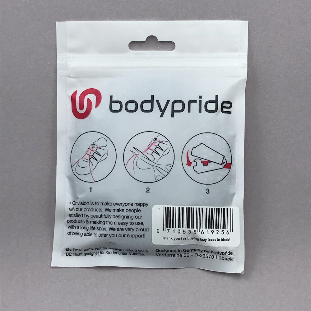 Bodypride apvalus elastingi raišteliai, juodi, atšvaitas, 120 cm kaina ir informacija | Drabužių ir avalynės priežiūros priemonės | pigu.lt