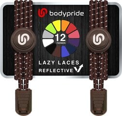 Bodypride круглые резиновые шнурки, со светоотражателем, коричневые, 120 см цена и информация | Средства для ухода за одеждой и обувью | pigu.lt