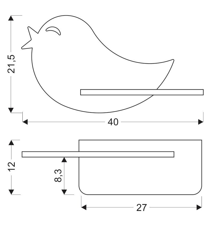 Candellux sieninis šviestuvas su lentyna Kids Bird kaina ir informacija | Sieniniai šviestuvai | pigu.lt