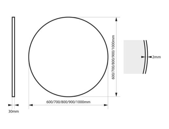 Apvalus veidrodis Valo juodas, 60 cm kaina ir informacija | Veidrodžiai | pigu.lt